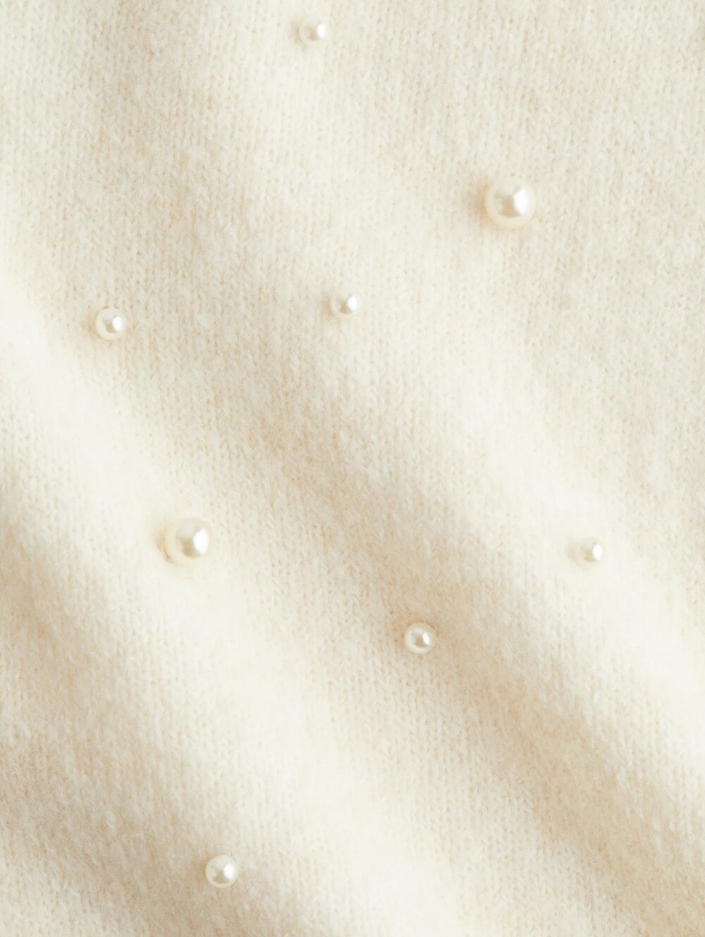 H&M Cream Crewneck Sweater with Pearl Accents - Picture 2 of 8
